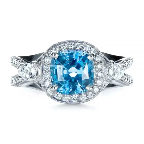 🎁 925 Silver Plated Blue Exquisite, Noble Cross Ring, FB16FA1051 - Picture 3 of 8